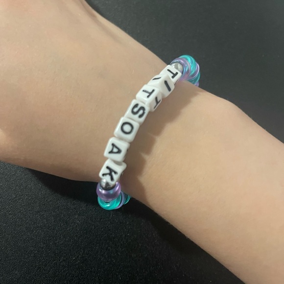 TITSOAK Vampire Funny Kandi Bracelet Handmade Rave Accessory Purple Blue - Picture 3 of 3